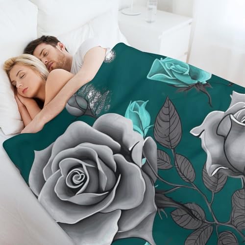 Couverture flanelle rose bleu sarcelle 101x152 cm pour lit