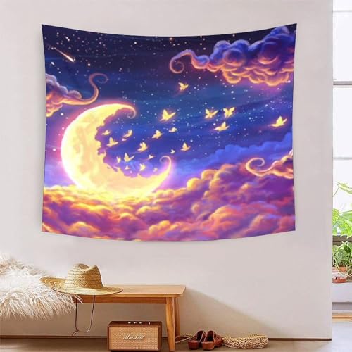 Tapisserie murale lune effet 3D pour décorer la chambre à coucher