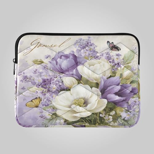 Funda acolchada portátil con diseño floral para laptop 13 pulg