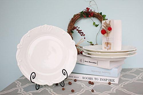 Porcelain Embossed Crown and Bead 8-1/2-Inch Salad/Lunch Plates, Set of 4