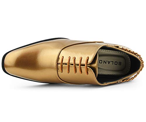 Bolano Men's Oxford Dress Shoes - Chainz Model with Cuban Heel and Lace-Up Closure4