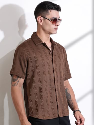 Image of Thomas Scott Men Polyester Blend Solid Oversized Fit Shirt