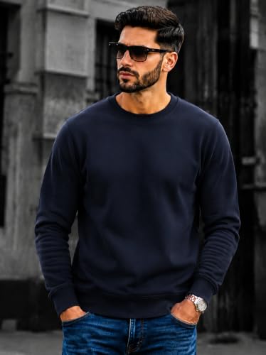 Image of Mack Jonney Men's Solid Winter Sweatshirt|Soft Fleece Fabric Full Sleeve Round Neck Sweatshirt|Stylish Casual Wear for Men-mj-281