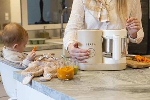 Image of Beaba Babycook Neo 6-in-1 Baby Food Processor, Blender, Steamer, Cooker & Sterilizer, Portable Baby Food Maker and Warmer (Clay)