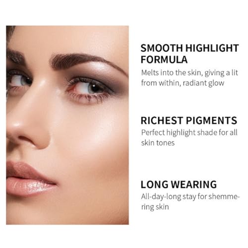 Powder Highlighters Makeup Palette, Shimmer Highlighters Make Up, Rose Carved Highlighter Powder, Glitter Bronzer Powder Blush Palette, Long Lasting Highly Pigmented Illuminator, Champagne Gold - Image 3