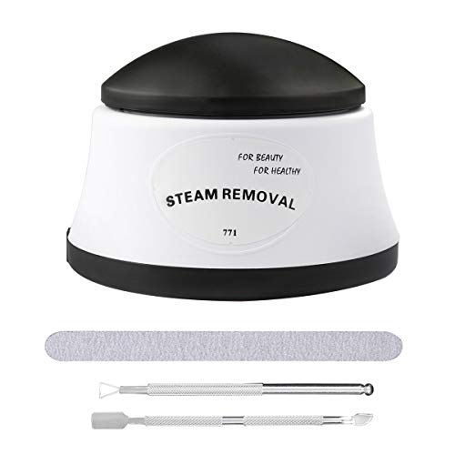 Gel Nail Polish Remover Tool Steamer Portable Electric Nail Art Machine w/Nail File & Triangle Cuticle Pusher and Cutter Set for Beauty Salon Home Use, Easy Cleaner