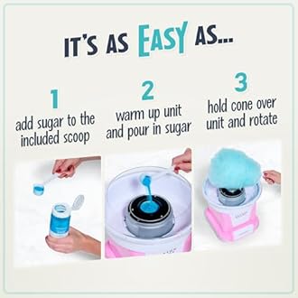 Nostalgia FSCC8 Cotton Candy Party Kit 3 Flavors, 4 Reusable Cones, 10 Floss Bags, 1, blue