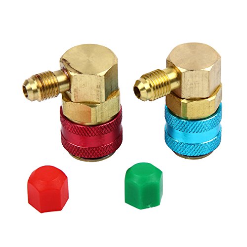 Zigwin 調節可能 AC R134a クイックカプラー アダプター フロンコネクターセット 高低圧 1/4" エアーコンディションゲージ マニホールド修理