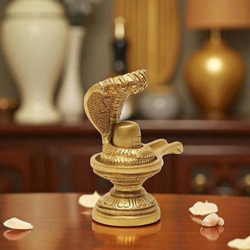 Image of SHANTI Brass Shivling for Home Puja, Shiva Lingam for Temple, Office Desk, Gift & Decor (SL3160)