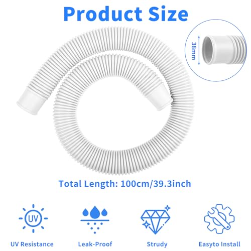 Poolschlauch 38mm 1m, Schwimmbadschlauch, Pumpenschlauch, Schlauch für Poolpumpe, Solarschlauch, Saugschlauch, Ersatzschläuche für Pool-Sandfilter und Filterpumpen