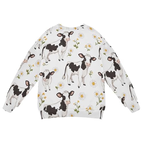 JUNZAN Cartoon Cute Cow White Little Boys Hoodie Sweatshirt Fleece Hoodie for Boys Camping 4T2