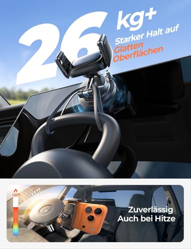 LISEN Snapmount Handy Halterung Auto - [Rollen Design] [0,1 s Gleitet Hinein] Handyhalterung Auto mit Vakuum Saugnapf, 360° Drehbar KFZ Autohalterung für iPhone 17 Pro Max & Android mit Dicke Hüllen 3