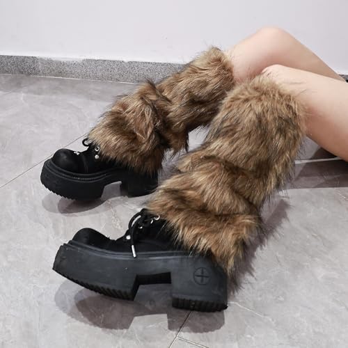 OSPNIEEK Womens Faux Fur Furry Leg Warmers4