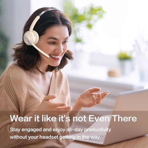 Image of Bluetooth Headset, Wireless Headset with Mic for Work, Noise Cancelling Microphone, USB Dongle,Charging Stand, Mute Button for PC, Zoom, Teams, Office & Call Center, Cell Phones, Work from Home
