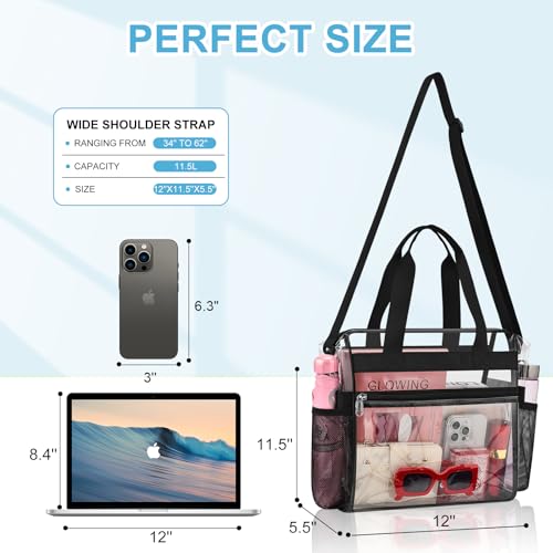 Image of Busiuw Clear Bag for Stadium Events Stadium Approved Clear Tote Bag 12x12x6
