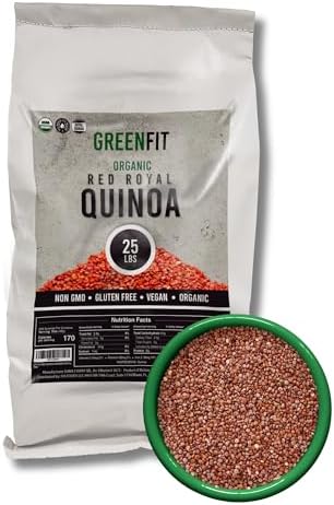 Greenfit Royal Organic Red Quinoa | Non-GMO, Gluten-Free, Vegan, and Organic | Complete Protein, High Fiber, Low-Calorie Red Quinoa | (25 Pound - Pack of 1)