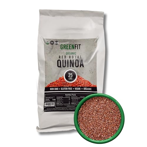 Greenfit Royal Organic Red Quinoa | Non-GMO, Gluten-Free, Vegan, and Organic | Complete Protein, High Fiber, Low-Calorie Red Quinoa | (25 Pound - Pack of 1)
