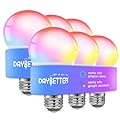 DAYBETTER Smart Light Bulbs, Alexa Light Bulb, WiFi Light Bulbs, RGBCW Color Changing Light Bulb A19 9W 800LM, Smart Bulbs That Work with Alexa & Google Assistant, Music Sync, No Hub Required, 6 Pack