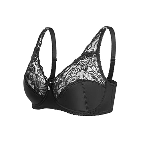 Bralette convertible de encaje cómodo para mujer con almohadillas extraíbles y correas ajustables para uso diario, Negro, 40D