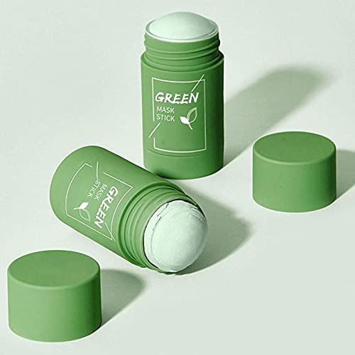 ZBRO Green tea Mask Stick, Moisturizing Oil Control Shrink Pores Remove Anti-Acne Solid Fine Mask Facial Care（2pcs）