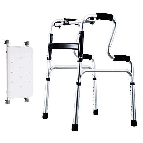 Andador médico de aluminio plegable y ligero con asiento regulable para ancianos