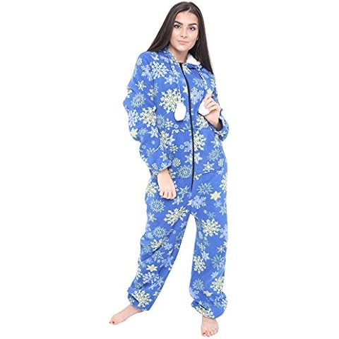 Pilot Imports Ladies Fleece All in One Piece Pyjamas Jump Sleep Suit Onesie PJs Nightwear (Medium, Blue) Cover