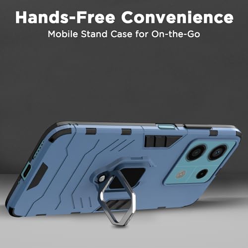 Image of Pikkme Redmi Note 13 5G Back Cover | D5 Tough Armor Bumper | 360 Protection Case | Ring Holder Stand Case for Redmi Note 13 5G (Blue)