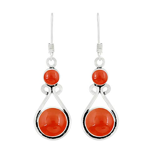 Natural Carnelian Silver Plated Dangle...