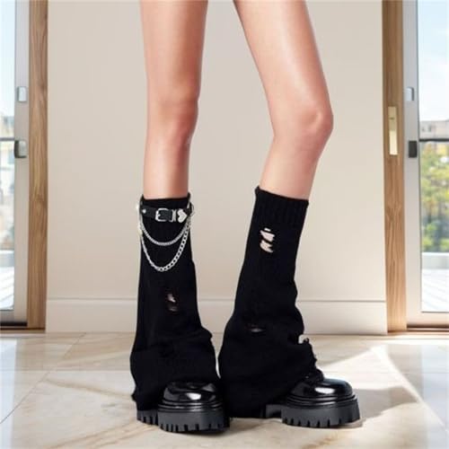 Goth Knitted Leg Warmers for Women Y2k Cute Alt Rave Long Punk Scene 6