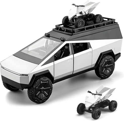 Image of 1 /24 Cybertruck Camper Van Model Diecast Metal Pickup Truck RV Motorhome Toys for Boys Age 3-8 with Light and Sound Pull Back Toy Cars Gift for Kids (Silver)