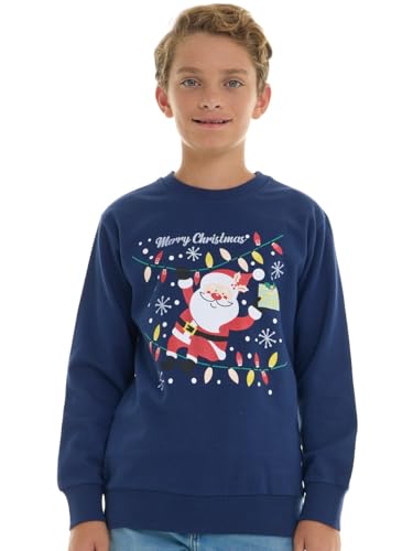 10 Best Boys' Christmas Sweaters to Make Holiday Cheer Brighter 1 Boys' Christmas Fleece Sweatshirt with Holiday Graphics