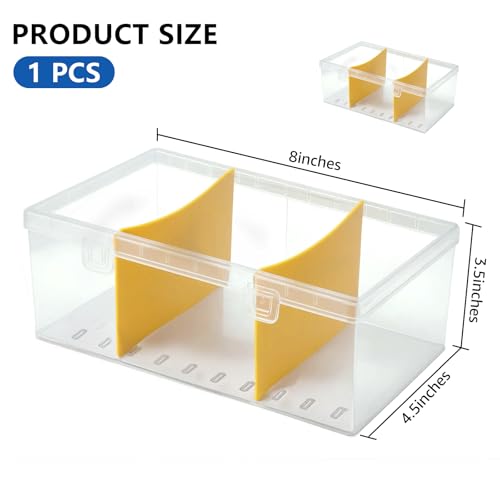 SAMYUCHO Trading Card Storage Box with 2 Dividers for 500 Sports Cards, Plastic Bulk Display Holder Collection Organizer Cases Container Fit for Baseball Football Playing Magic Cards 1 Pcs