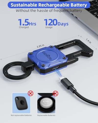 Image of ExtreLife Keychain, Works with Apple Find My, Bottle Opener, Carabiner Car Key Chains with Gps Tracker