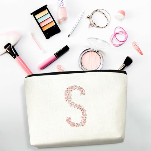 Initial Makeup Bag Floral S Personalized Cosmetic Bag Monogrammed Gifts for Women Girls Bride Bridesmaid Monogram Zipper Pouch for Teacher Appreciation Mothers Day Birthday Wedding Bridal Shower Gifts2