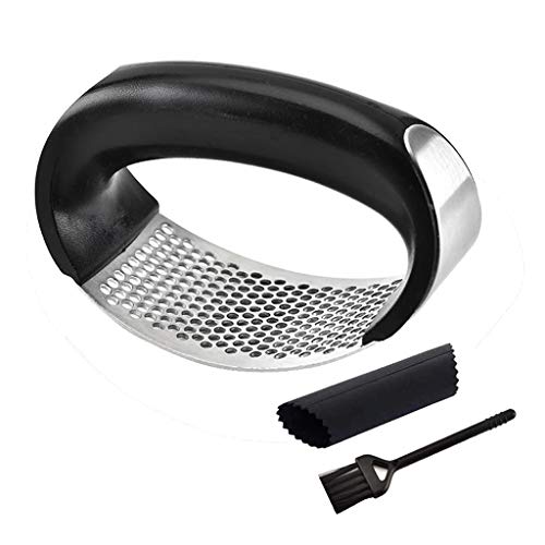 Conjunto de descascador de alho Weite durável de aço inoxidável, espremedor de alho com descascador