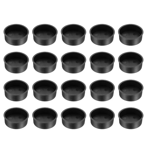 Image of uxcell 20pcs Plastic Hole Cover Plug for 37mm(1 1 /2 inch) Concealed Hinge Cup and Screw Hinge Hole Plugs Covers for Kitchen Cabinet Furniture, Black