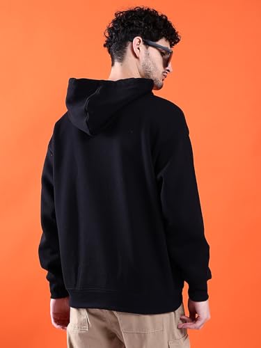 Image of The Indian Garage Co Men Regular Fit Solid Overhead Hooded Sweatshirt