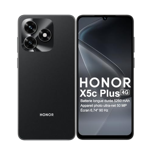 HONOR X5c Plus Smartphone, Écran Lumineux 6,74 Pouces 90Hz, Batterie 5130 mAh Longue Durée, 128GB Stockage, Double Appareil Photo 50 MP, Processeur 8 Cœurs...