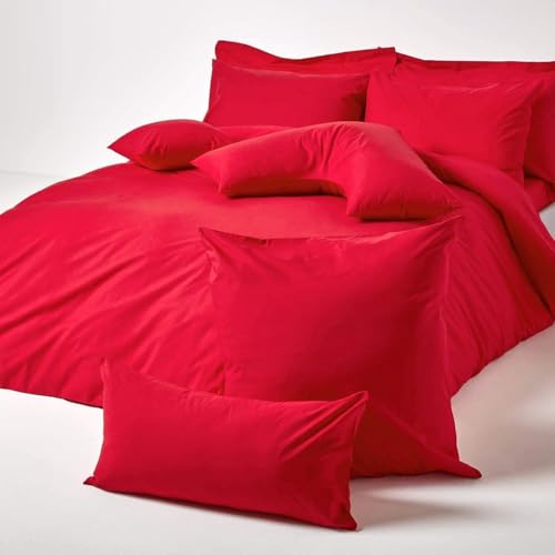 Homescapes 2er-Set Perkal Kissenbezug 40x40 cm rot, Kissenhülle mit Reißverschluss, 100% ägyptische Baumwolle, Fadendichte 200 – Ansicht 4