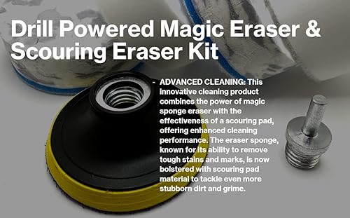 Image of 3.5 inch Drill Powered Magic Sponge & Scour Eraser Kit with Drill Attachment