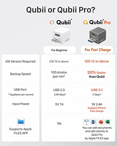image for MAKTAR Qubii Pro USB-A Flash Drive, Auto Backup While Charging, MFi Ce