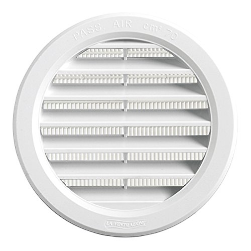 First Plast Gitter, rund, zum Einbauen Mit Fliegengitter d.100, Lüftung, 70°cm², Weiß