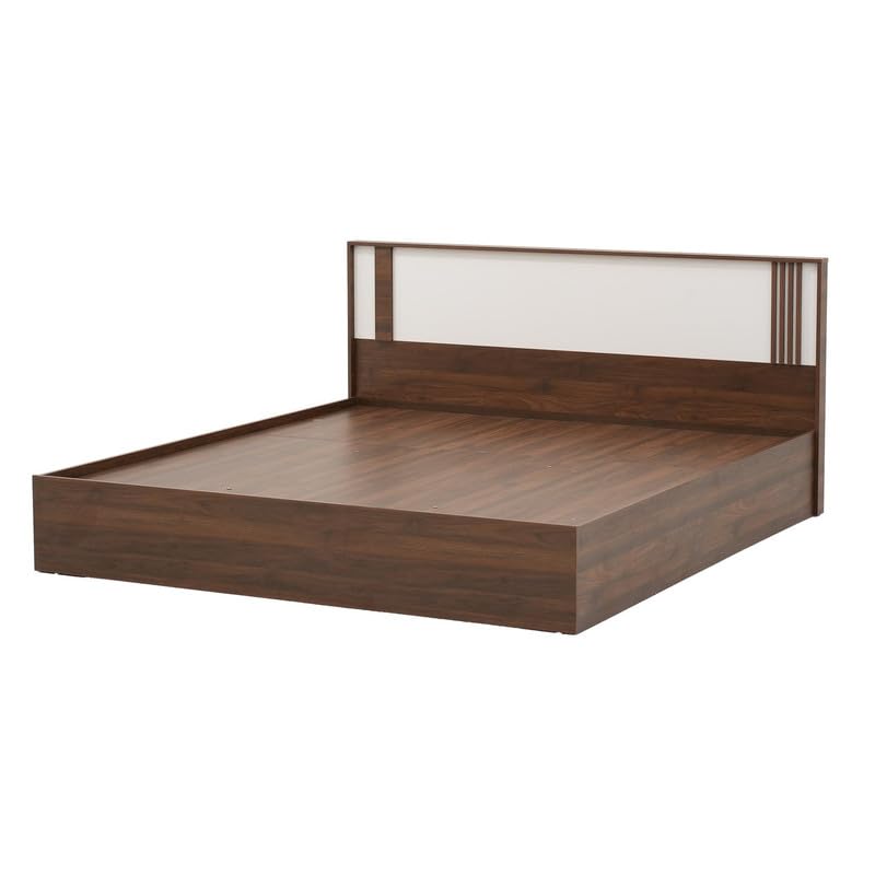 Image of Royaloak Baleno King Bed with Hydraulic Storage, Engineered Wood Bed with Melamine Finish, Dual Tone Headboard, Strong Bed Base, Modern Design, W 74.40 X D 80.70 X H 35.43 Inches