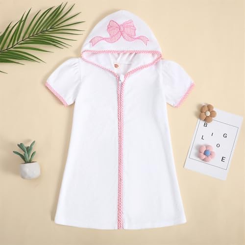 Image of Baby Girls Boys Terry Cloth Swim Cover Up Zip Up Hooded Bathing Suit Coverup Wraps Kid Summer Pool Beach Swimsuit