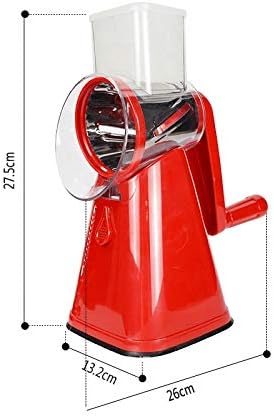 ROTARY CHEESE GRATER, SLICER ROUND MANDOLINE MIXER WITH 3 DRUM STAINLESS STEEL BLADES VEGETABLE, FRUIT, NUTS HAND-HELD CHOPPER KITCHEN GADGETS WITH SUCTION CUP BASE