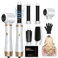Spazzola Soffiante Air Styler set Airstyler 5 in 1 Hair Styler Airbrush Ferro a ricciolo Spazzola Soffiante Spazzola Lisciante per Capelli, Kit di parrucchiere per asciugare