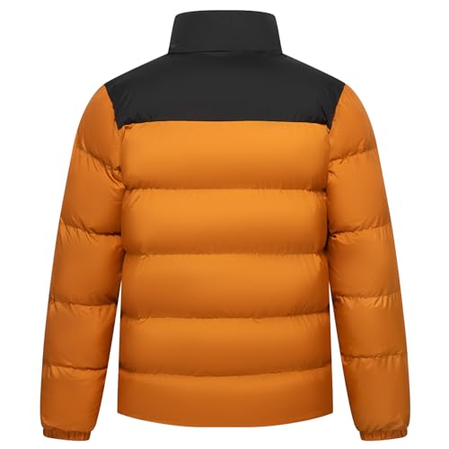 Mens Splicing Puff Jacket Water Resistant Insulated Warm Zipped Up Winter Coat with Pockets2