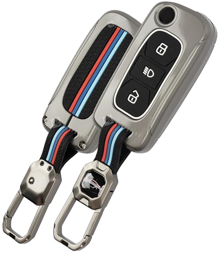 Image of SHOPOFLUX Metal Key Cover Compatible with Tata Tiago | Nexon | Altroz | Curvv | Safari | Storme | Zest | Bolt | Tigor | Punch | Hexa 3 Button Flip Key