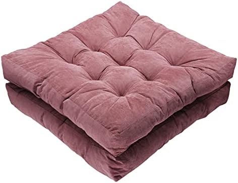 Tiita Indoor/Outdoor Cushions Square Floor Pillows for Sitting on Floor Windows Pads for Patio Furniture Set of 2, 22x22 Inch, Coral Pink