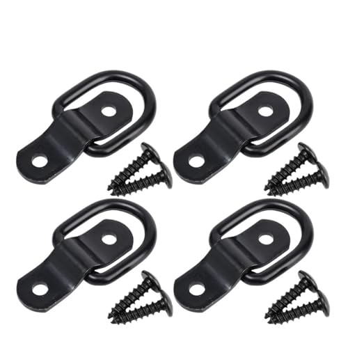 Crochet de traction avec anneau en D en acier inoxydable noir pour voiture lot de 4